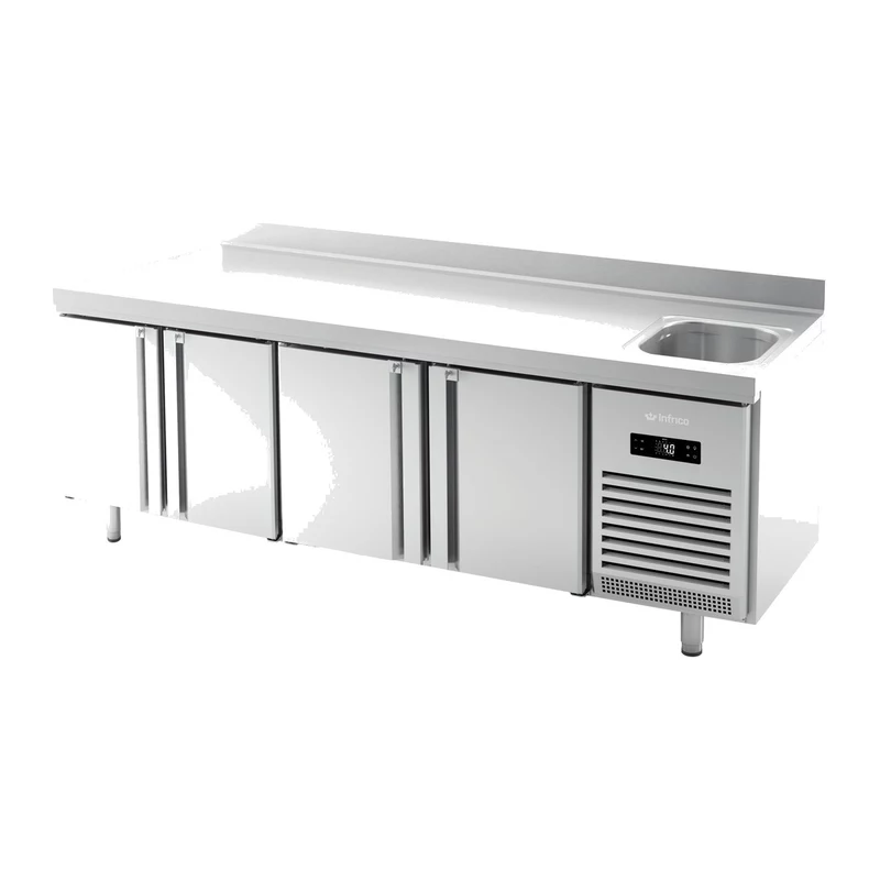 Mesa refrigerada con fregadero 245 cm 4 puertas GN 1/1 Infrico BMGN 2450 F