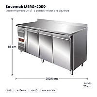 Medidas Savemah MSRG-2000: 200.5 x 70 x 86 cm
