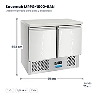 Mesa refrigerada para pizza y ensaladas Savemah MRPG-1000-BAN – medidas