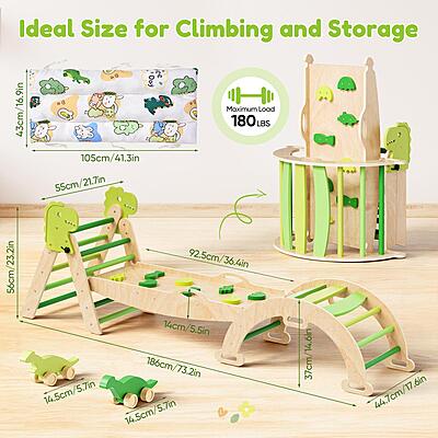 Многофункционален комплект 9в1 -Триъгълник на Пиклер, пързалка, арка-люлка, катерушка