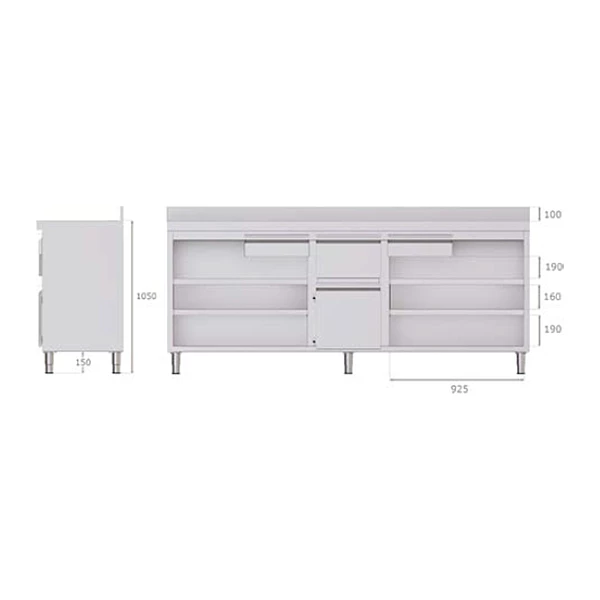 Mueble cafetero con 2 cajones y estantes 250 cm Savemah MCAF-2500