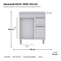 Medidas Savemah MCAF-1000-CD LAV: 100 x 60 x 105 cm