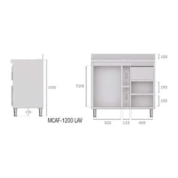 Mueble cafetero con hueco para lavavajillas 120 cm Savemah MCAF-1200 LAV
