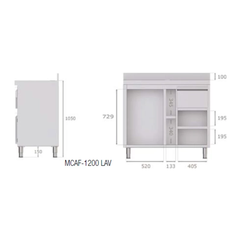 Mueble cafetero con hueco para lavavajillas 120 cm Savemah MCAF-1200 LAV