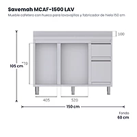 Mueble cafetero con hueco para lavavajillas y fabricador de hielo 150 cm Savemah MCAF-1500 LAV