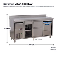 Mueble cafetero con hueco para lavavajillas y fabricador de hielo 200 cm Savemah MCAF-2000 LAV