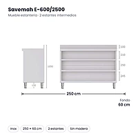 Medidas Savemah E-600/2500: 250 x 60 cm