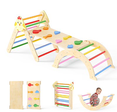 Многофункционален комплект за катерене 7в1 - Триъгълник на Пиклер, арка и рампа с дизайн Пиленце