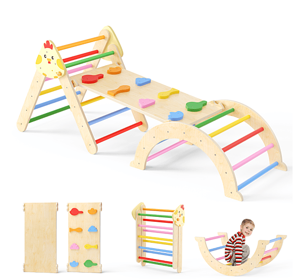 Многофункционален комплект за катерене 7в1 - Триъгълник на Пиклер, арка и рампа с дизайн Пиленце