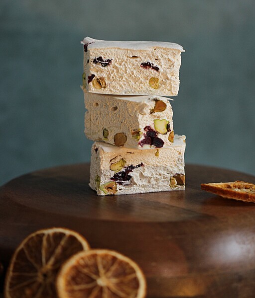 Pistachio, Cranberry and White Chocolate Nougat