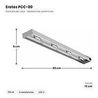 Pantalla de calor por resistencias cerámicas 80 cm Eratos PCC-80 – medidas