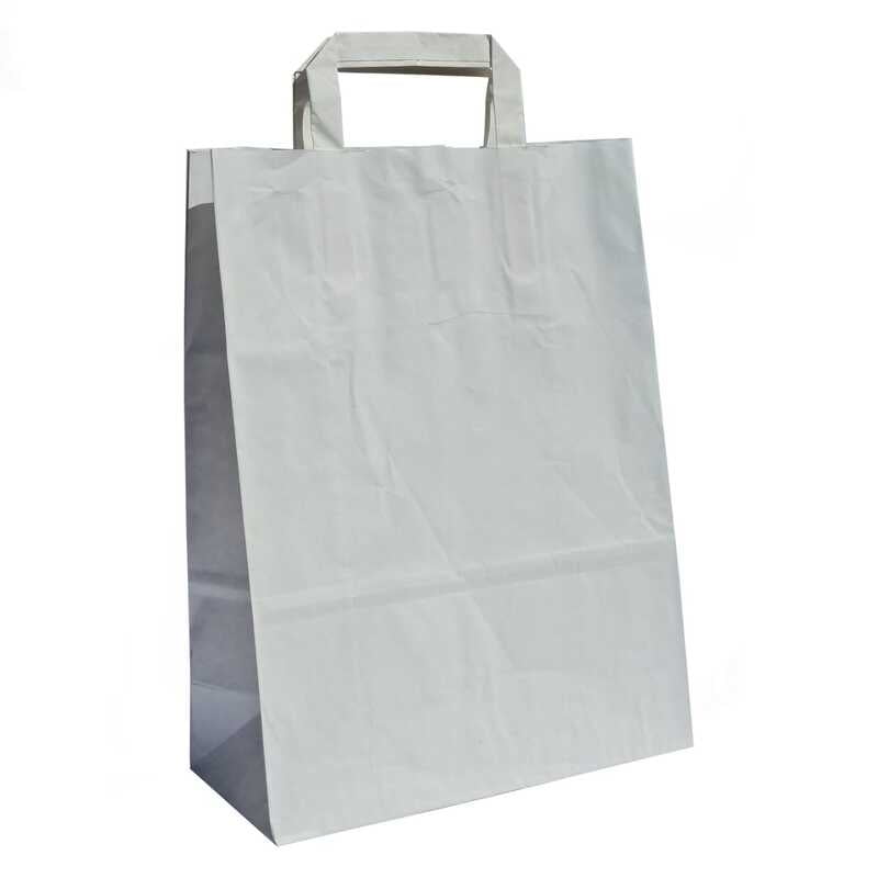 papieren tassen, plat handvat, 32x15x43 cm, wit kraft, 80 grs papieren tassen, plat handvat, 32x15x43 cm, wit kraft, 80 grs