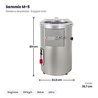 Peladora de patatas Sammic M-5 5 kg 230 V – medidas
