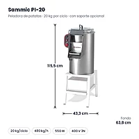 Peladora de patatas Sammic PI-20 20 kg 400 V – medidas