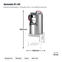 Peladora de patatas Sammic PI-30 30 kg 400 V – medidas
