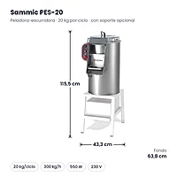 Peladora-escurridora Sammic PES-20 20 kg 230 V – medidas