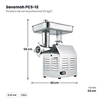 Picadora de carne profesional 120 kg/h Savemah PCS-12 – medidas