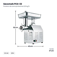 Picadora de carne profesional 220 kg/h Savemah PCS-22 – medidas