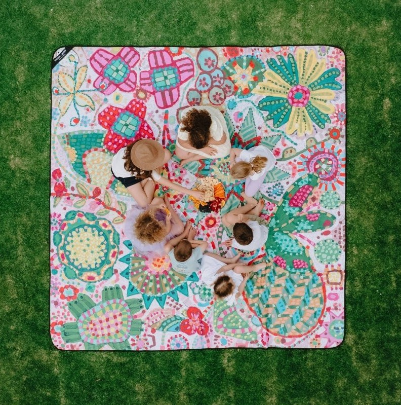 Rosy Posy Really Big Picnic Rug and Backpack Set