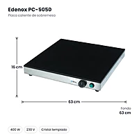 Medidas: Placa caliente de sobremesa Edenox PC-5050: 63 x 63 x 16 cm