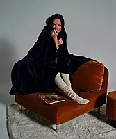 WARO par Plaids Cocooning - Plaid Cosy Monochrome Bleu Nuit WARO par Plaids Cocooning - Plaid Cosy Monochrome Bleu Nuit