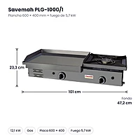 Medidas Savemah PLG-1000/1: 101 x 47.2 x 23.3 cm