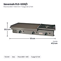 Medidas Savemah PLG-1200/1: 121 x 47.2 x 23.3 cm