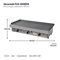 Medidas Savemah PLG-1200/06: 121 x 47.2 x 21.5 cm