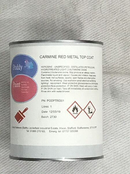 Poddy Paint Carmine Red Metal Top Coat Paint