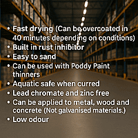 Poddy Paint White Metal Primer Paint 1ltr