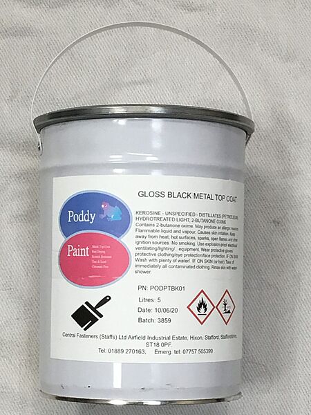Poddy Paint RAL9005 Gloss Black Metal Top