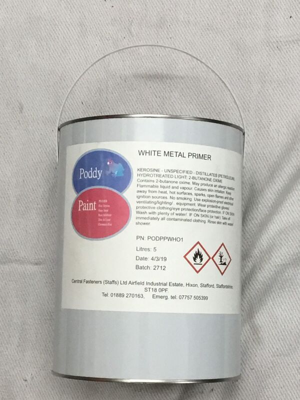 Poddy Paint White Metal Primer Paint 5ltr