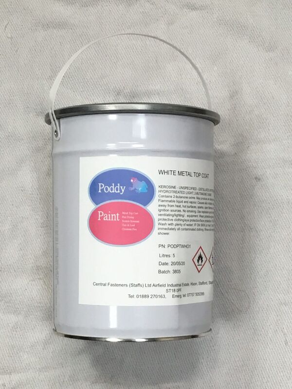 Poddy Paint White Metal Top Coat Paint 5ltrs