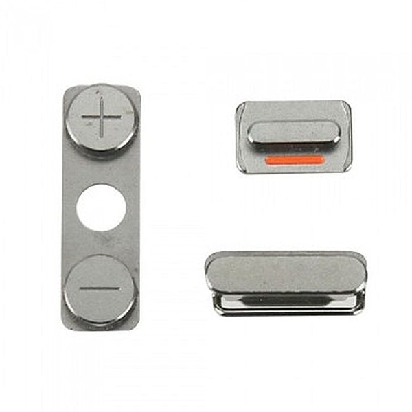 iPhone 5 Replacement Button Set - Power Button, Mute Switch And Volume Rocker - Silver