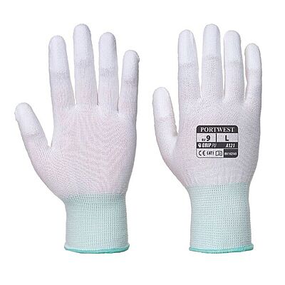 PU Nylon Precision Knitwrist White Gloves