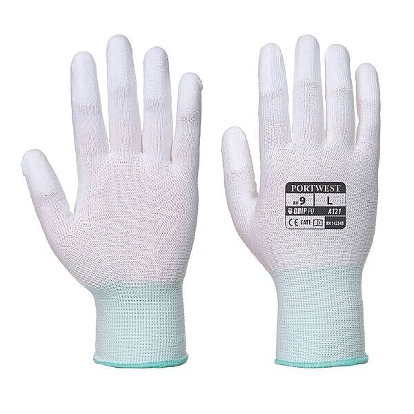 PU Nylon Precision Knitwrist White Gloves