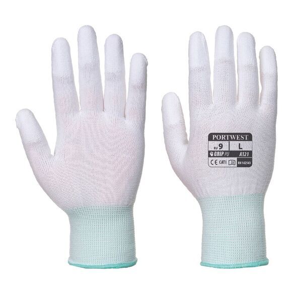 PU Nylon Precision Knitwrist White Gloves
