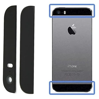 Genuine Apple iPhone 5s , SE - Rear Back Panel Top And Bottom Glass Panel Plates - Black - Original