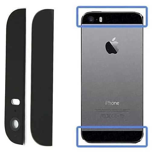 Genuine Apple iPhone 5s , SE - Rear Back Panel Top And Bottom Glass Panel Plates - Black - Original