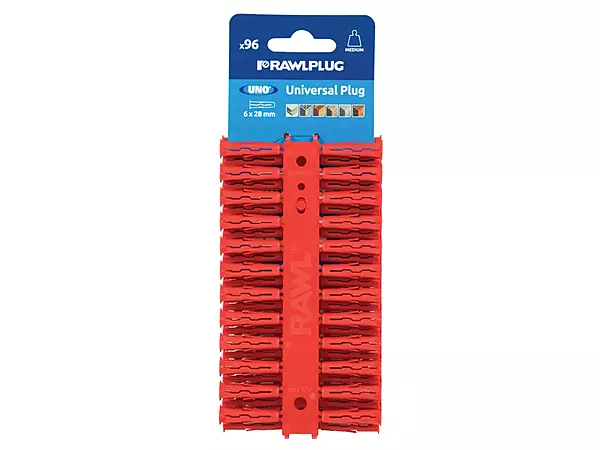 Rawlplug Red UNO� Plugs 6 x 28mm Card
