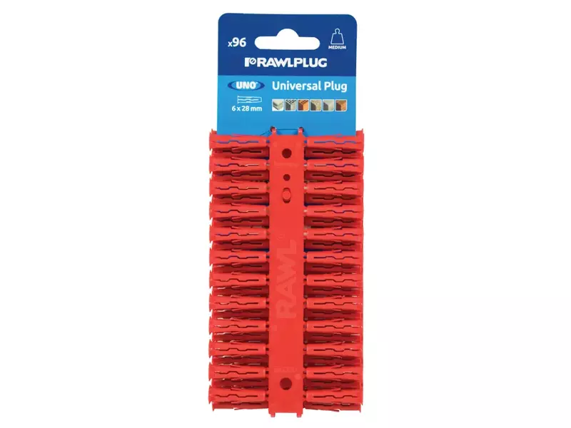 Rawlplug Red UNO� Plugs 6 x 28mm Card