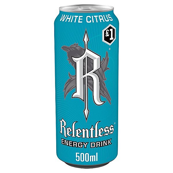 Relentless White Citrus Energy Drink 500ml PM £1 Can