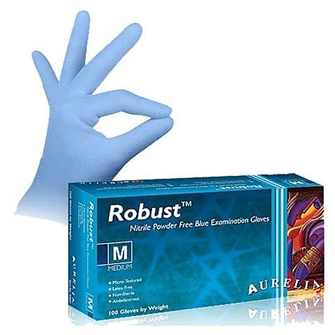 Robust Blue Powder Free Nitrile Gloves (M)