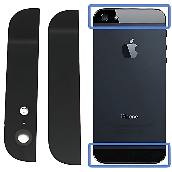 Genuine Apple iPhone 5 - Rear Back Panel Top And Bottom Glass Panels Plates - Black - Original