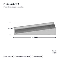 Segundo carril rápido para botellas de mesa coctelera Eratos CR-120 – medidas