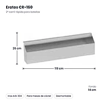 Segundo carril rápido para botellas de mesa coctelera Eratos CR-160 – medidas