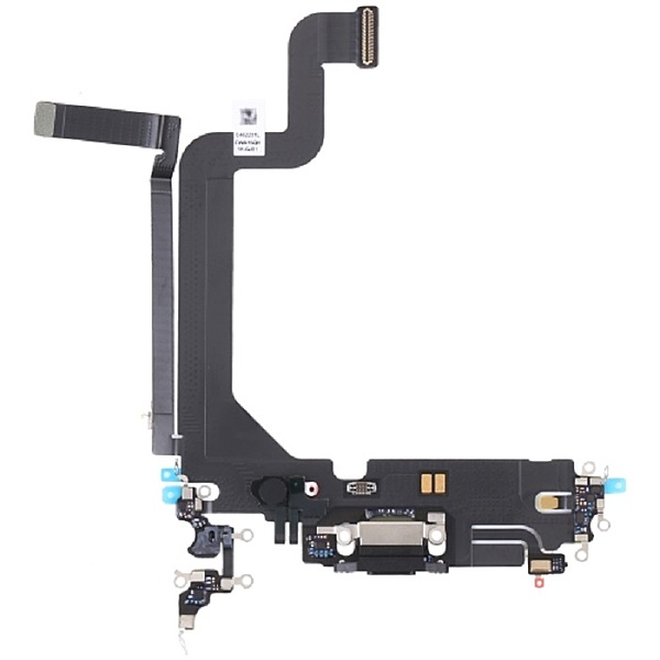Genuine iPhone 14 Pro Max - Replacement Charging Port Flex Cable With Microphone - Original - Reclaimed - Black