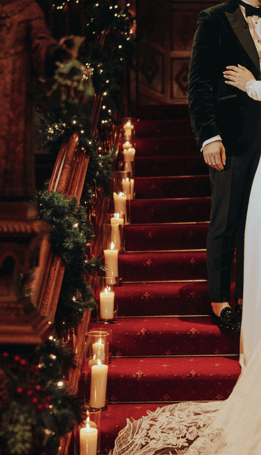 Stair Hurricane Vases with Candles