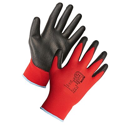 Supertouch Precision PU Gloves Black/Red