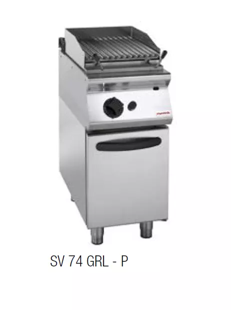 Barbacoas a gas volcánica sobre mueble con puertas S.700 SV 74 GRL-P